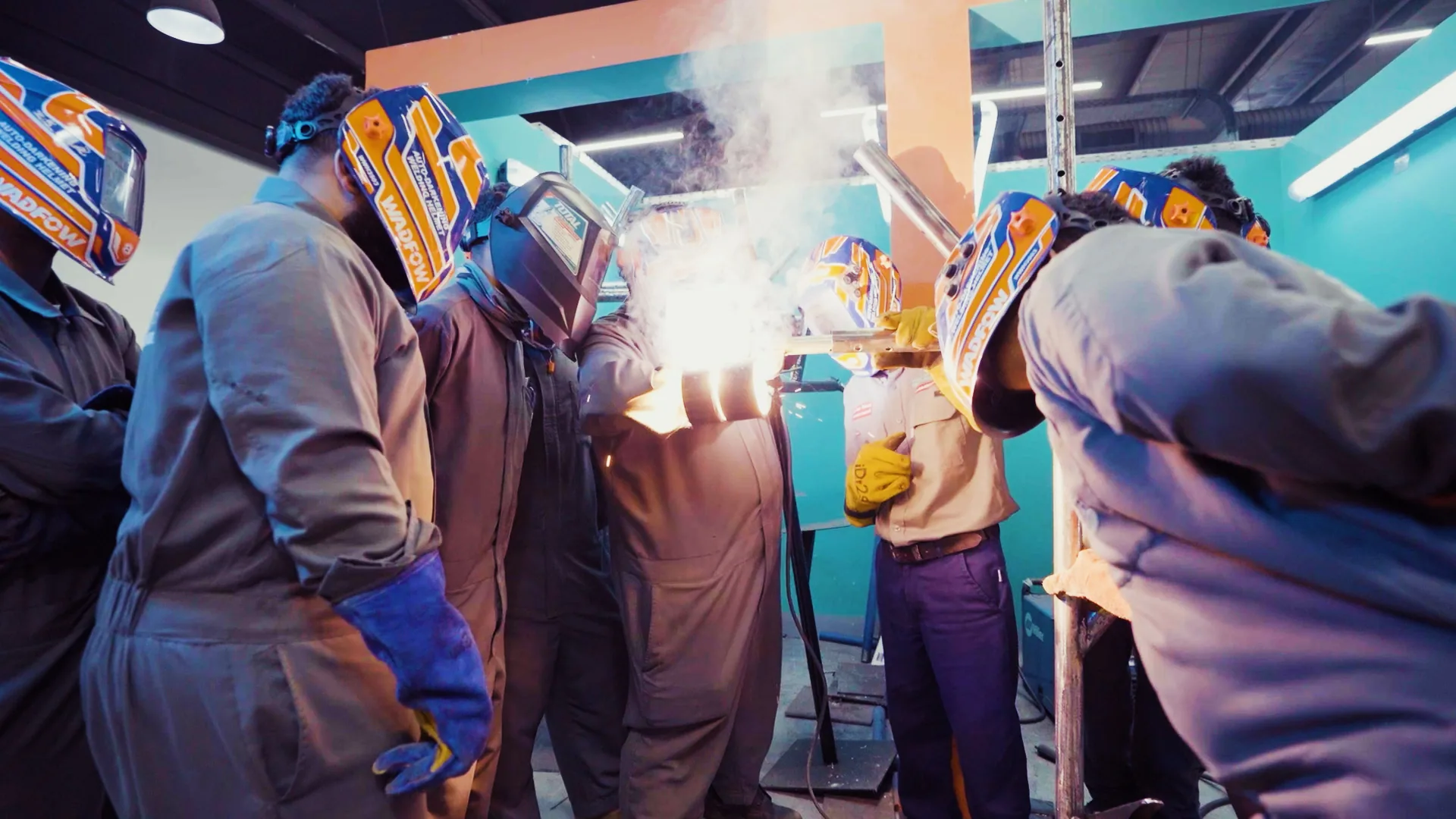 EWA trainees in hands-on technical training